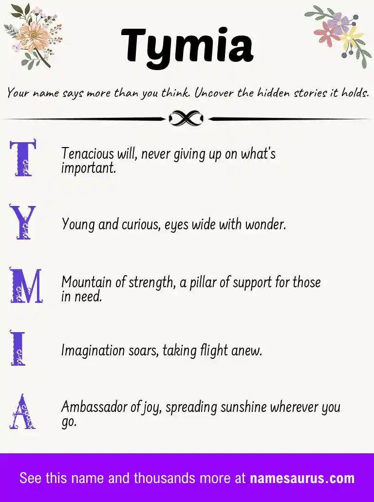 Acrostic poem about Tymia.