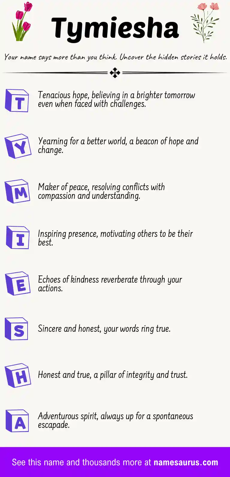 Acrostic poem about Tymiesha.