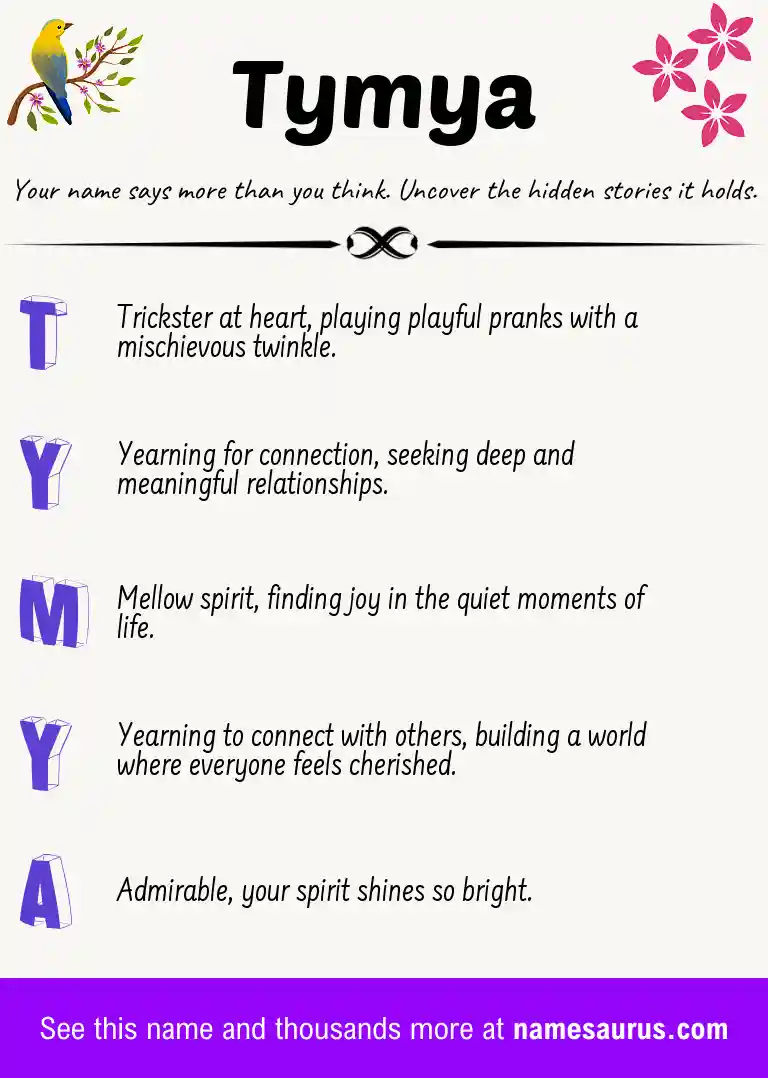 Acrostic poem about Tymya.
