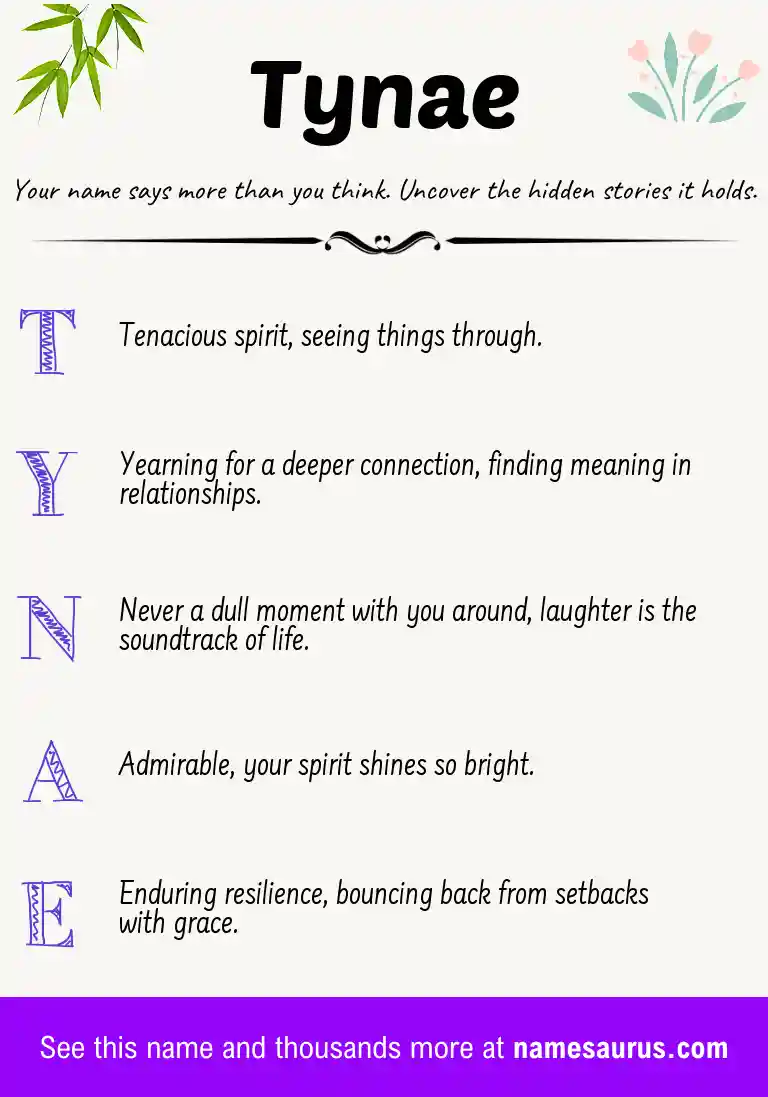 Acrostic poem about Tynae.