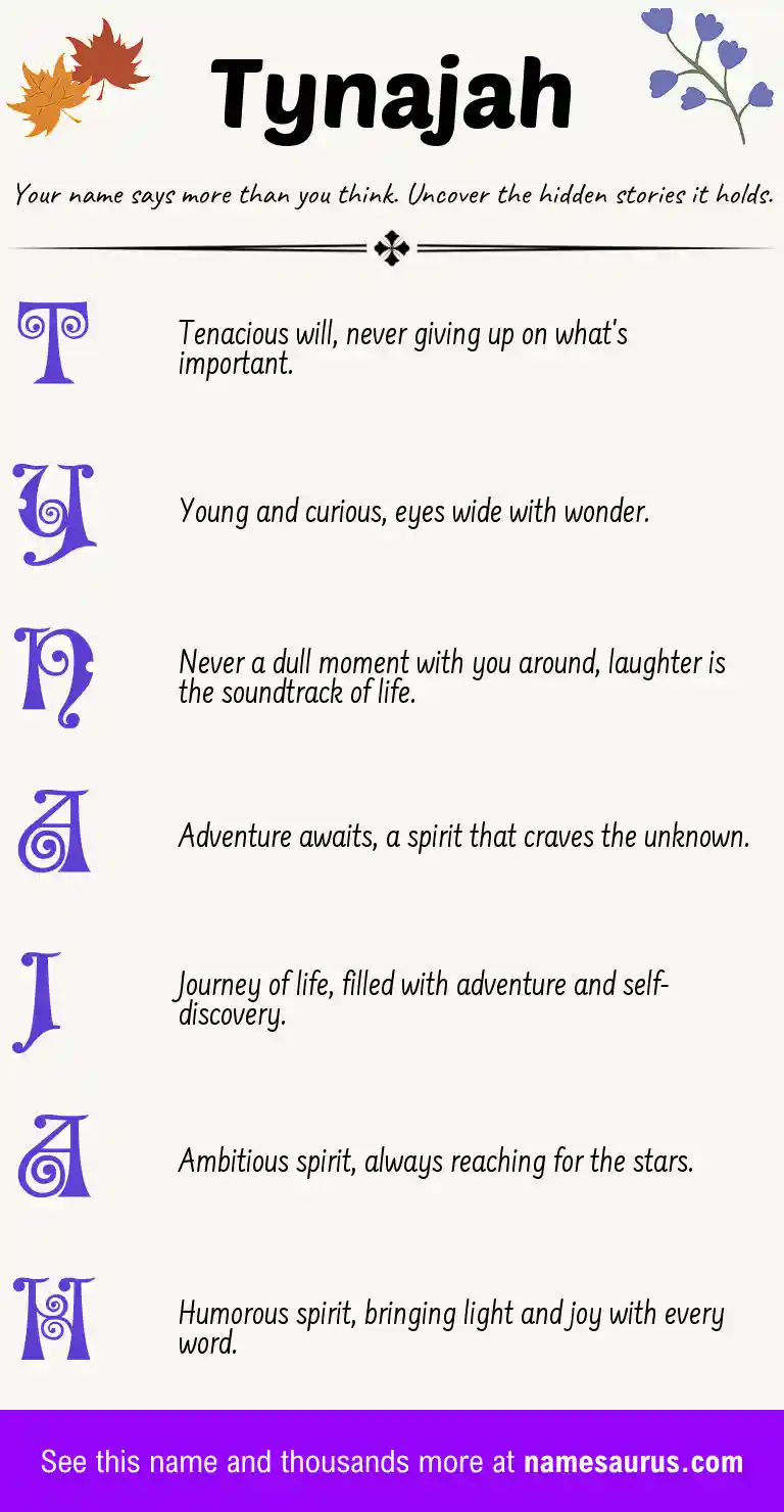 Acrostic poem about Tynajah.