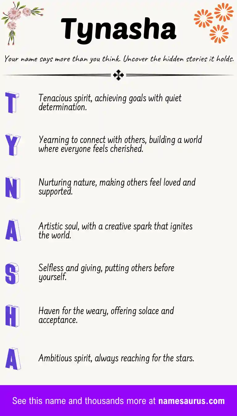 Acrostic poem about Tynasha.