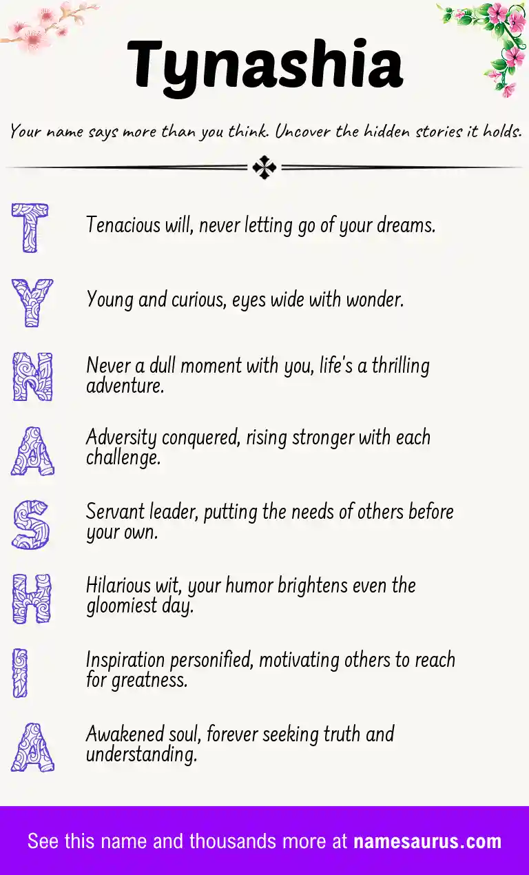 Acrostic poem about Tynashia.