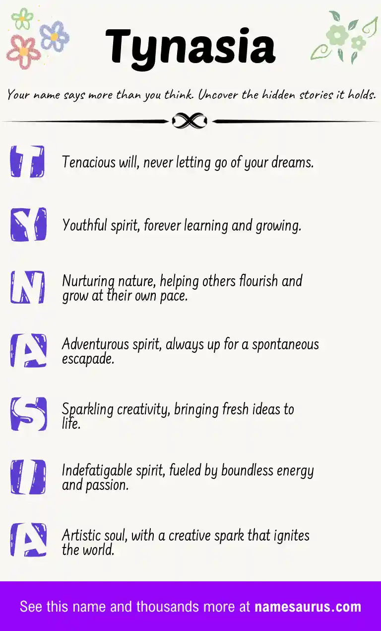 Acrostic poem about Tynasia.