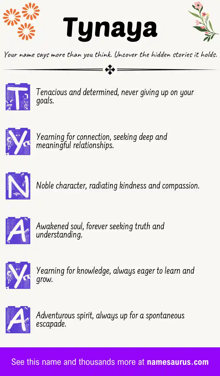Acrostic poem about Tynaya.