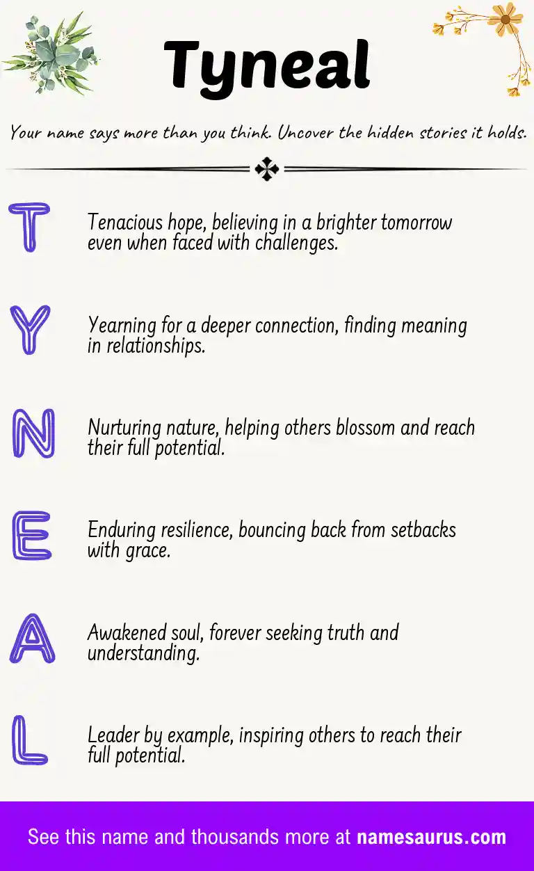 Acrostic poem about Tyneal.