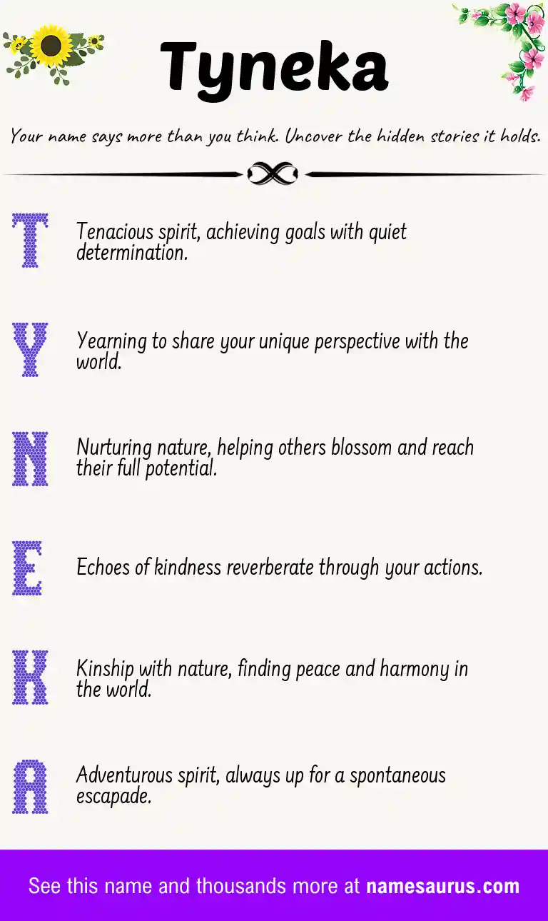 Acrostic poem about Tyneka.