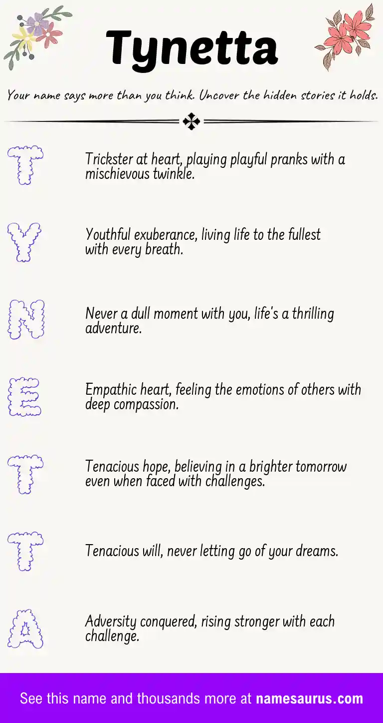 Acrostic poem about Tynetta.