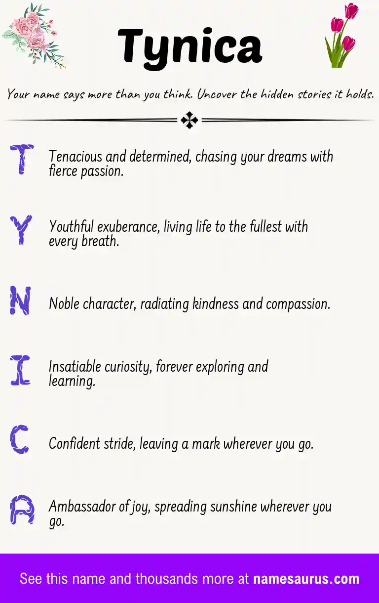 Acrostic poem about Tynica.