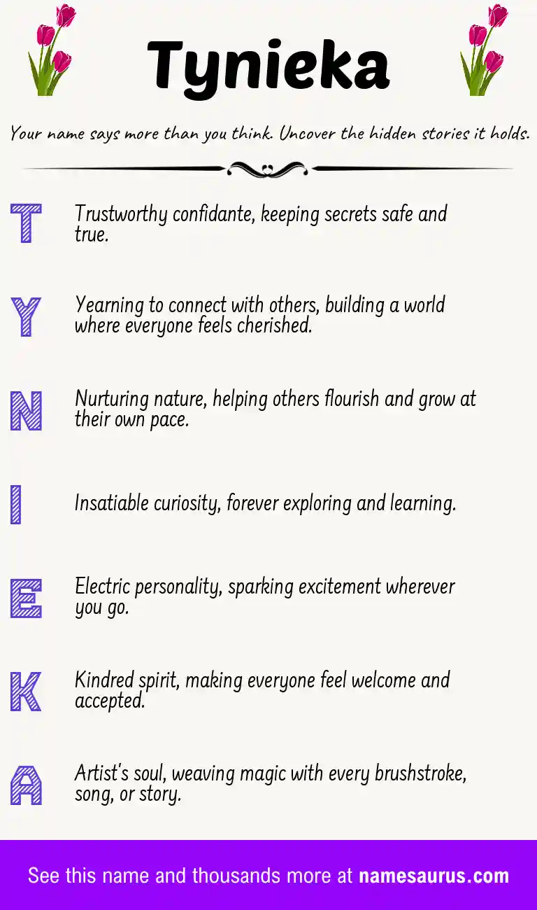 Acrostic poem about Tynieka.
