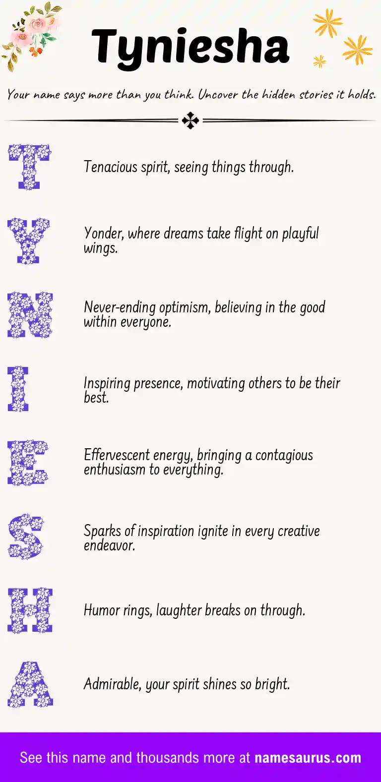 Acrostic poem about Tyniesha.