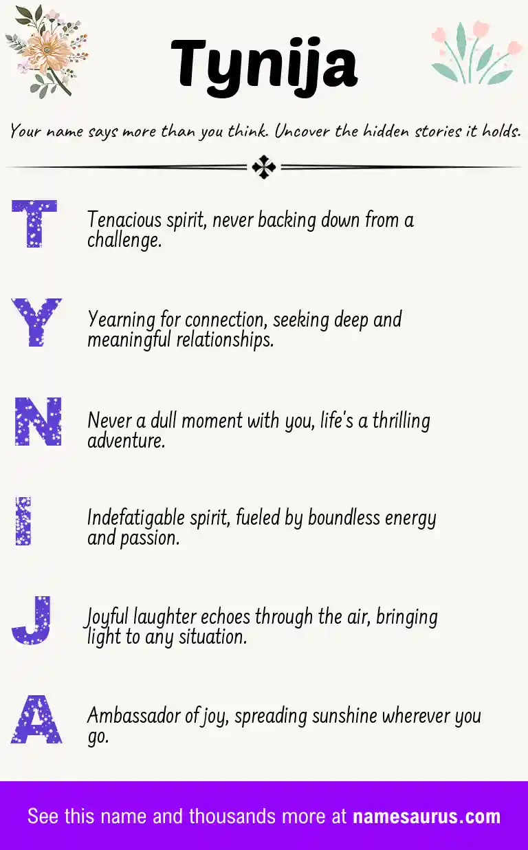 Acrostic poem about Tynija.