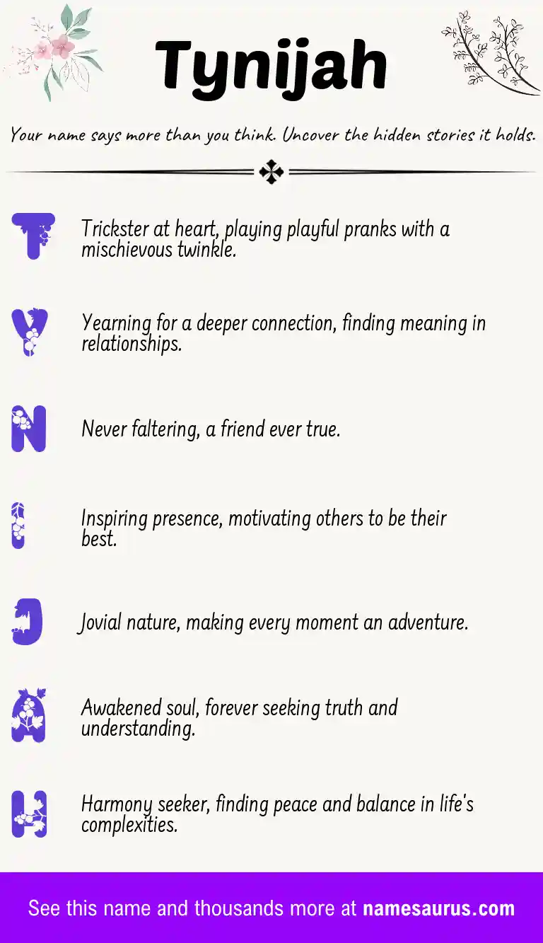 Acrostic poem about Tynijah.