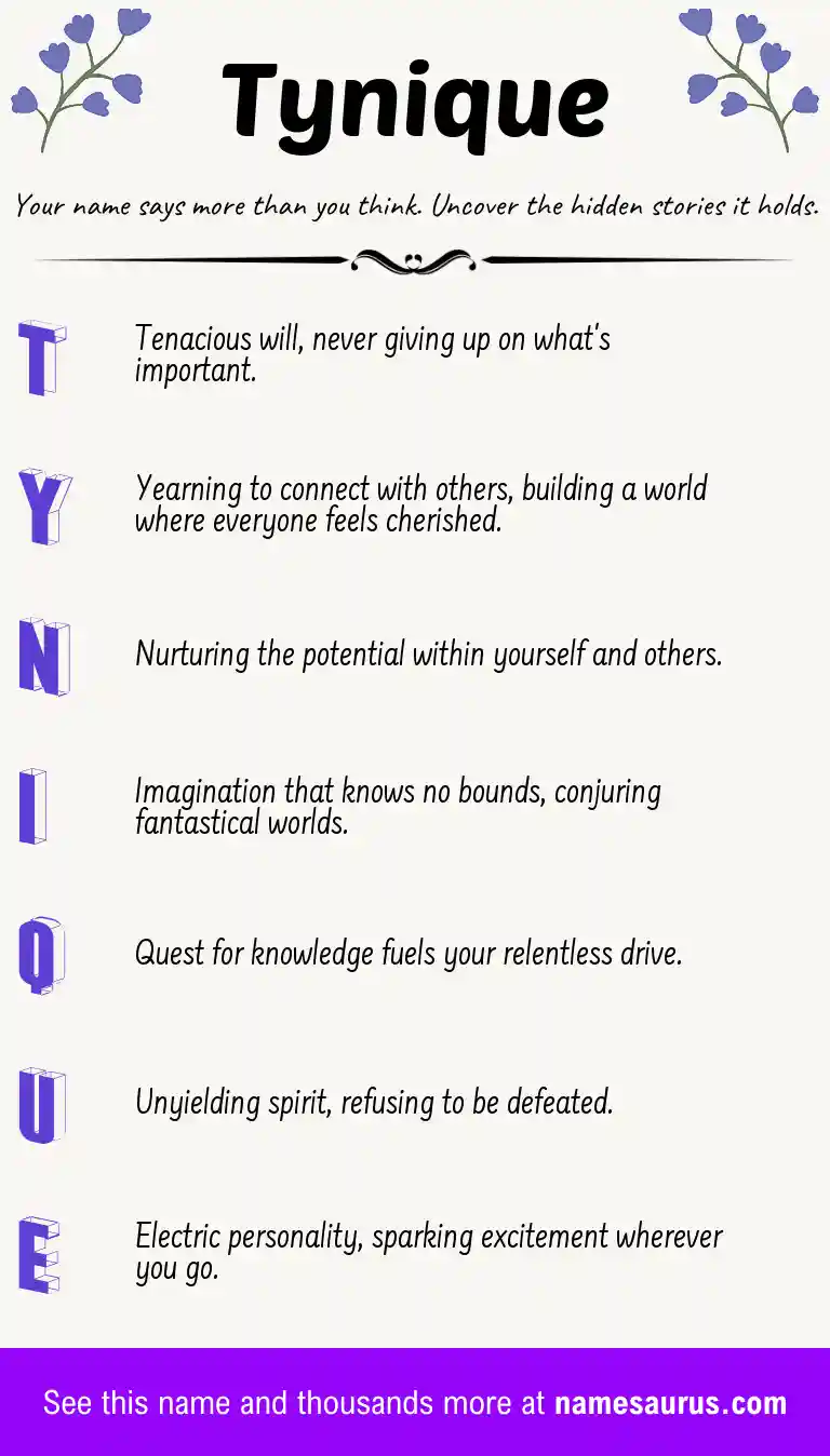 Acrostic poem about Tynique.
