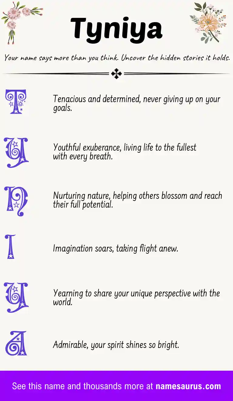 Acrostic poem about Tyniya.