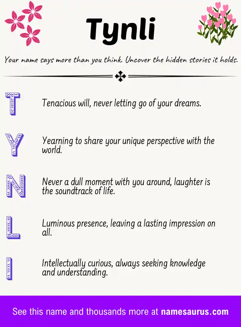 Acrostic poem about Tynli.