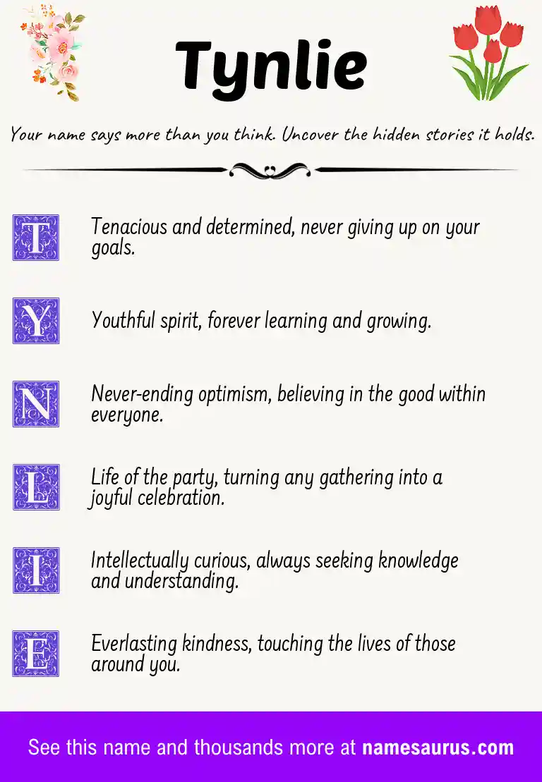 Acrostic poem about Tynlie.