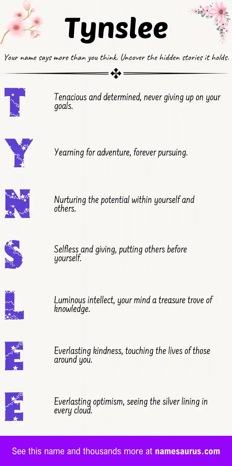 Acrostic poem about Tynslee.