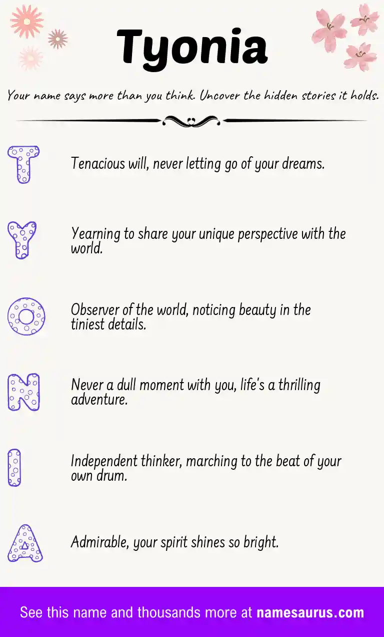 Acrostic poem about Tyonia.