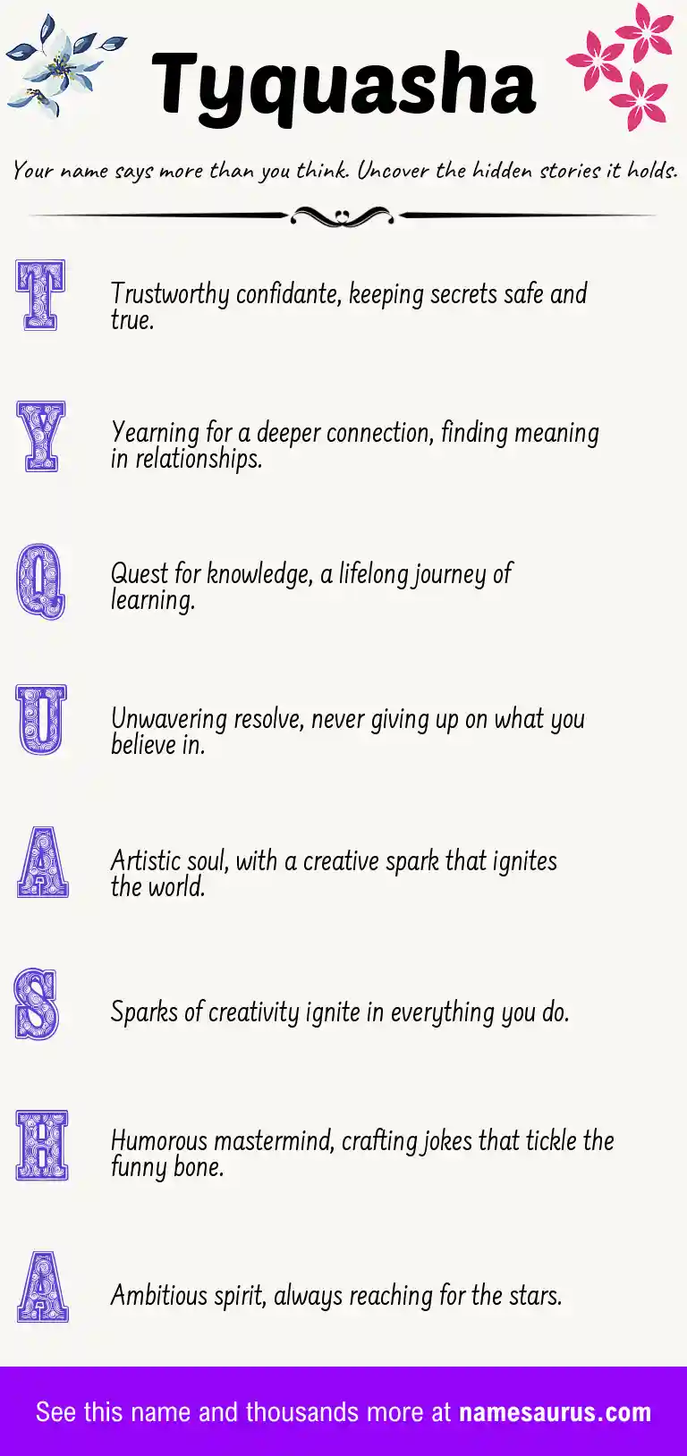 Acrostic poem about Tyquasha.