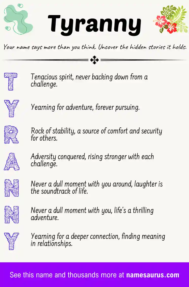 Acrostic poem about Tyranny.