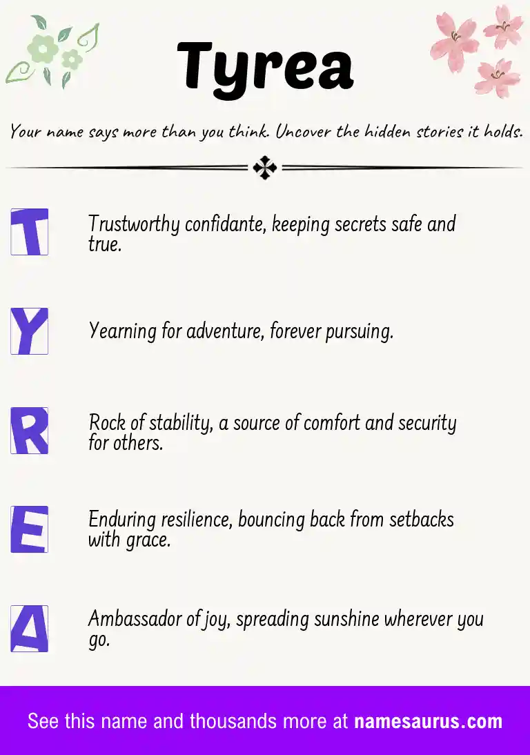 Acrostic poem about Tyrea.