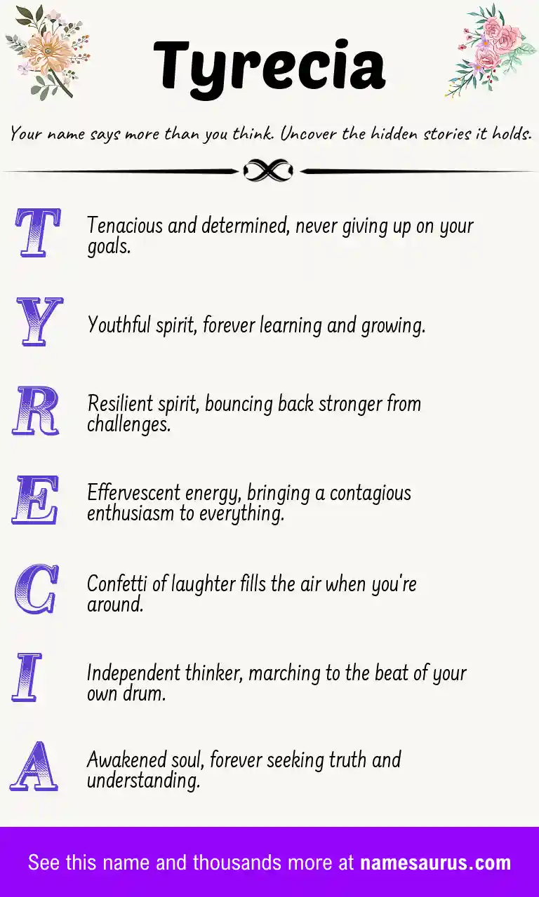 Acrostic poem about Tyrecia.