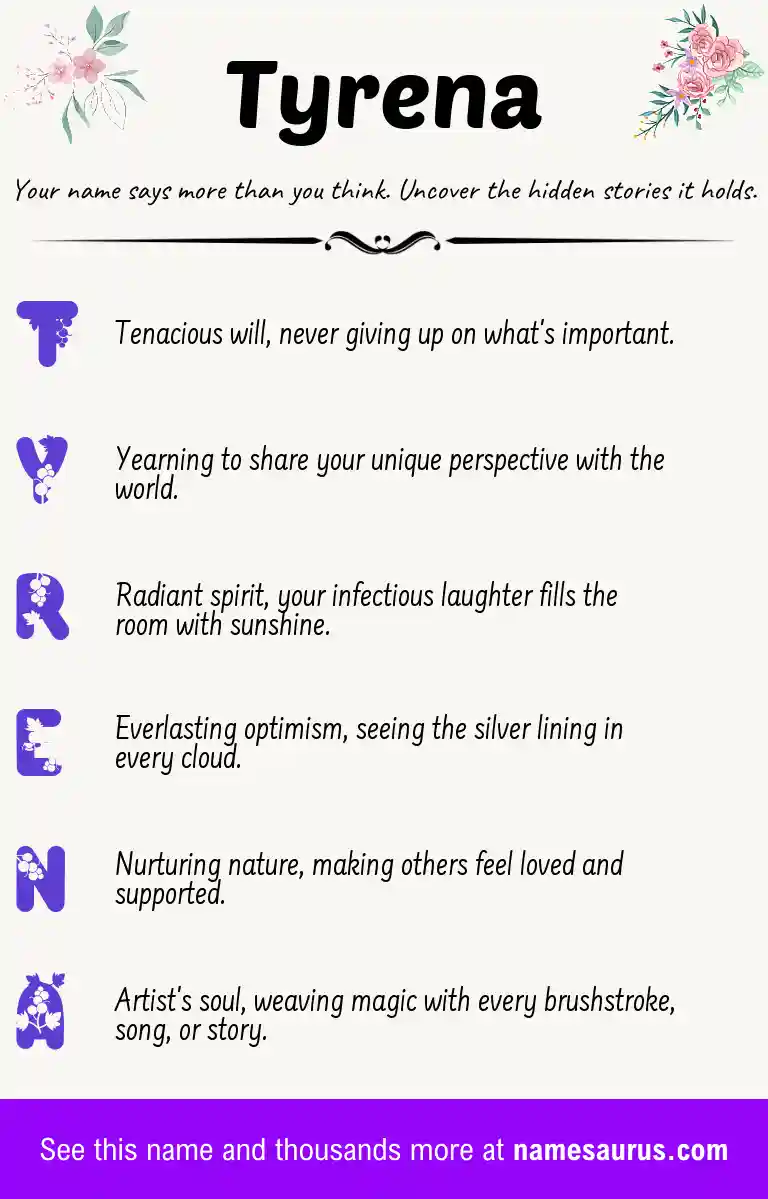 Acrostic poem about Tyrena.