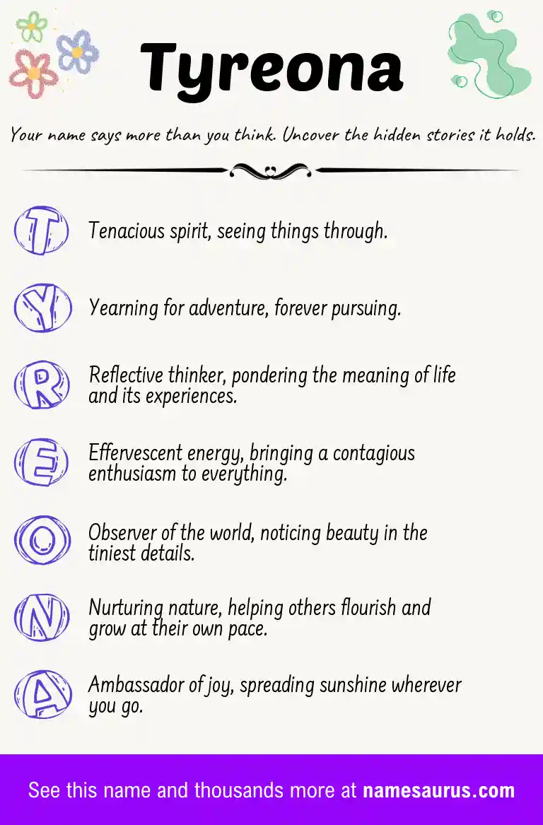 Acrostic poem about Tyreona.
