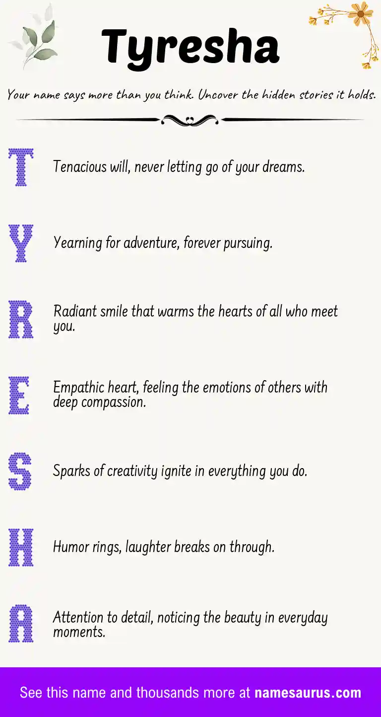 Acrostic poem about Tyresha.
