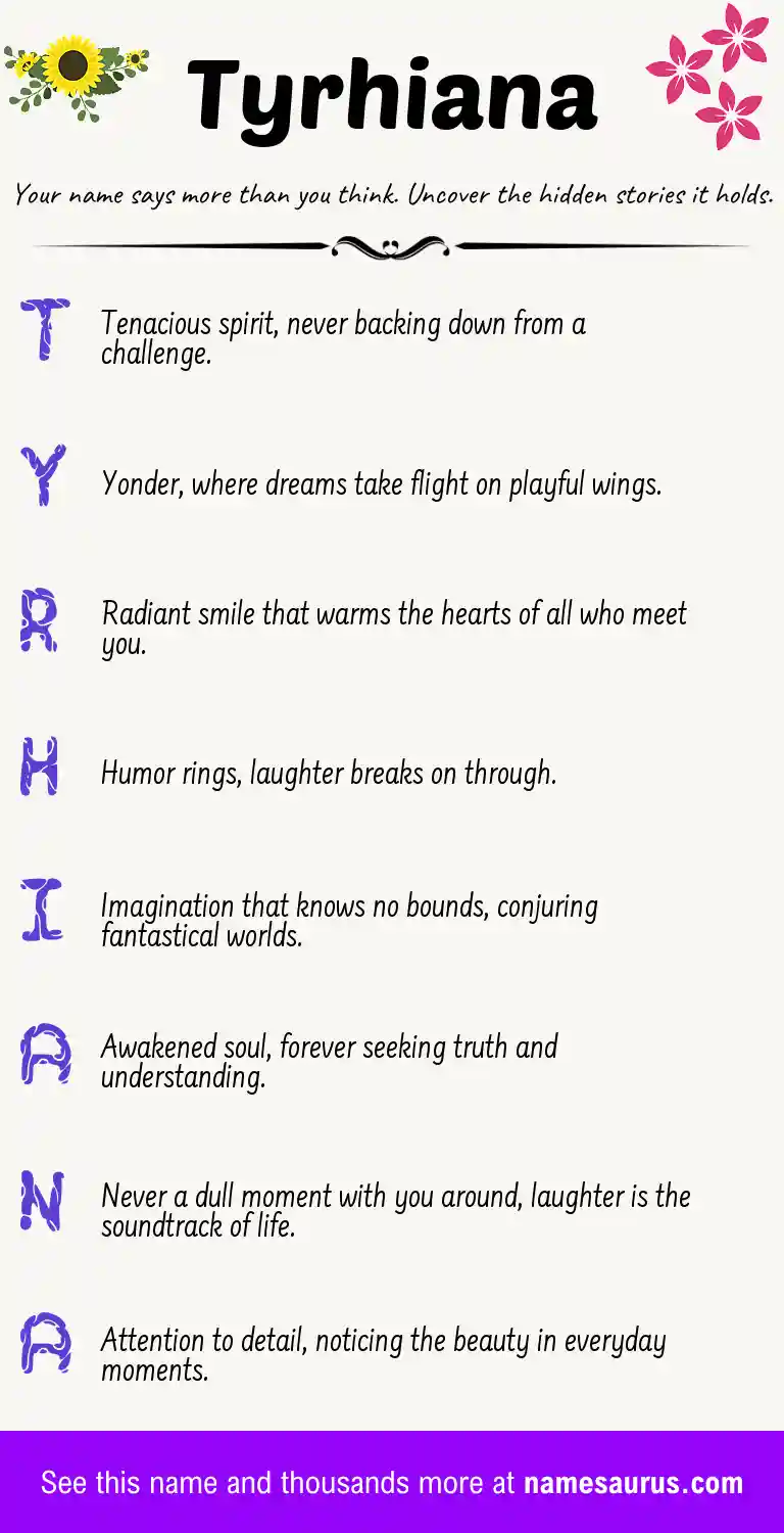 Acrostic poem about Tyrhiana.