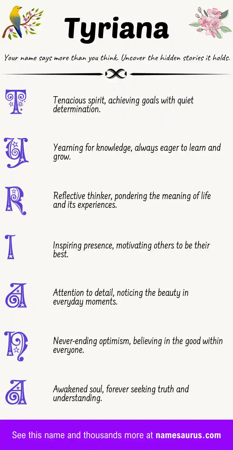 Acrostic poem about Tyriana.