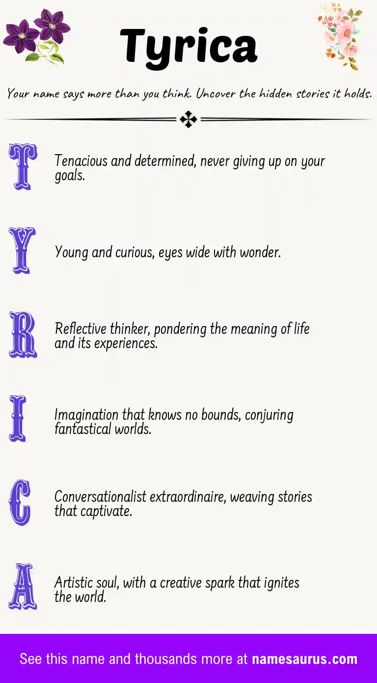 Acrostic poem about Tyrica.
