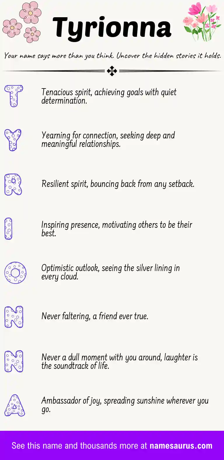 Acrostic poem about Tyrionna.