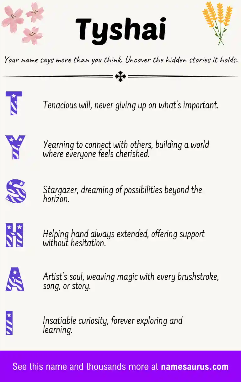 Acrostic poem about Tyshai.