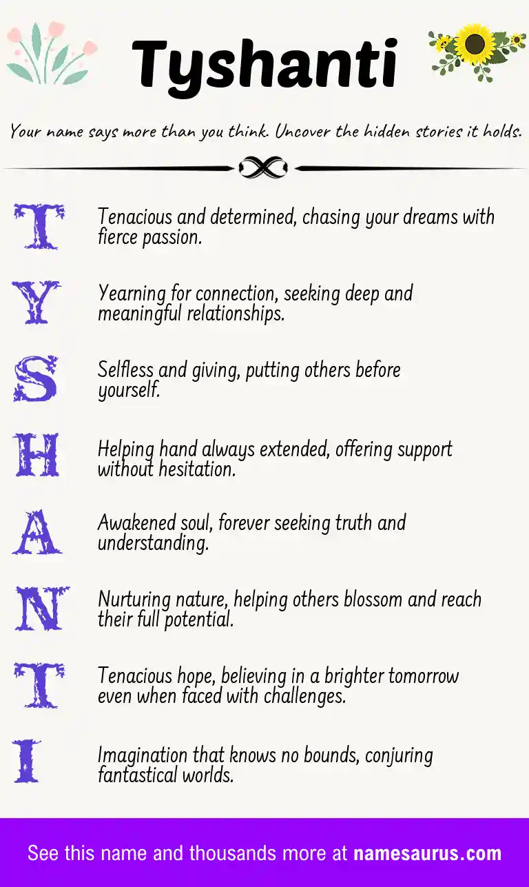 Acrostic poem about Tyshanti.