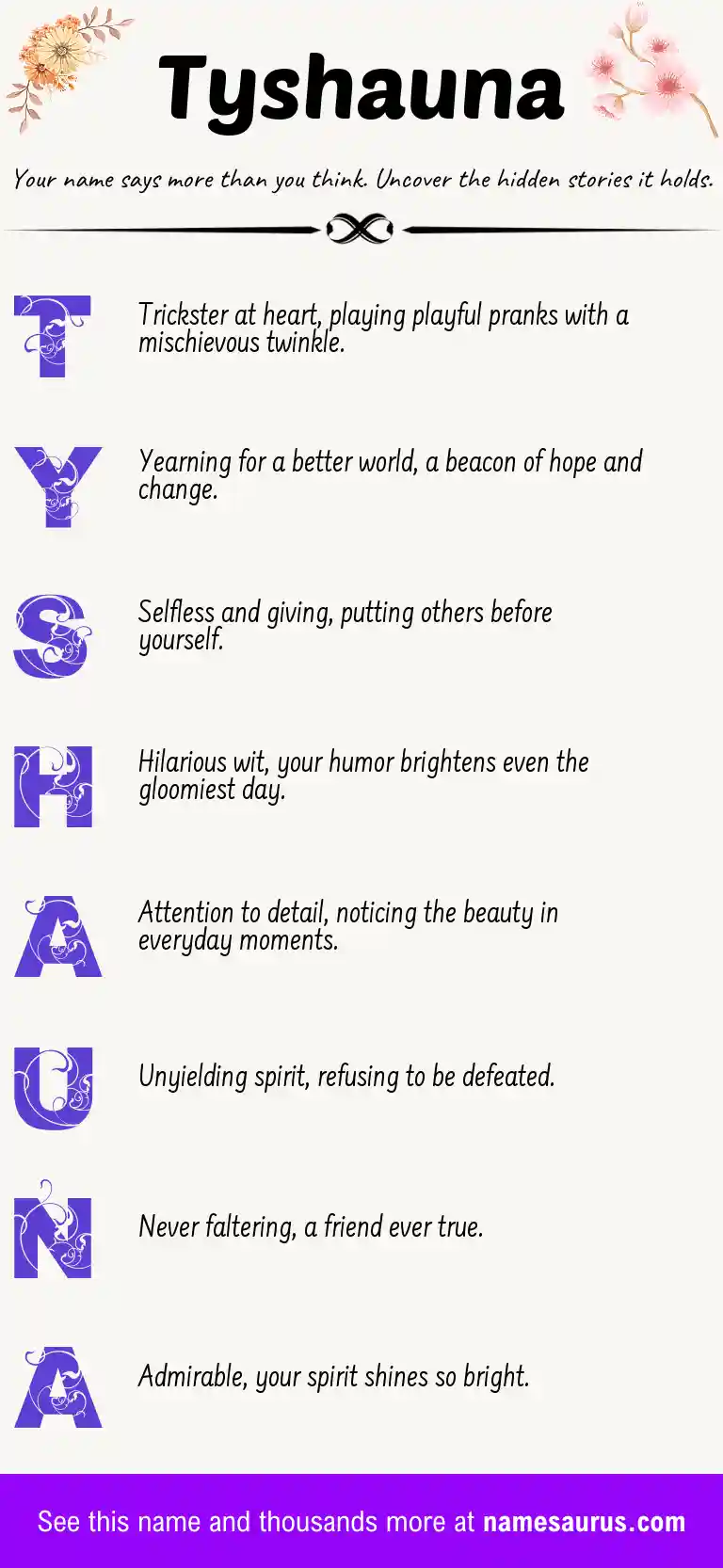 Acrostic poem about Tyshauna.