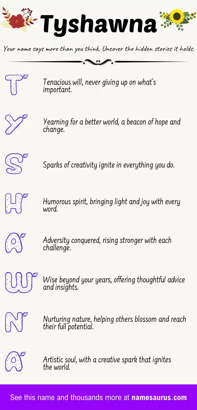 Acrostic poem about Tyshawna.