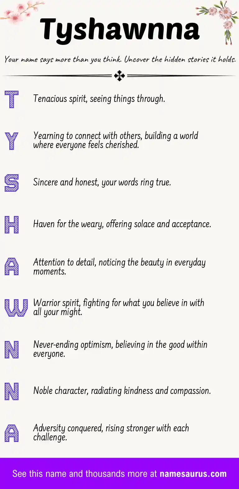 Acrostic poem about Tyshawnna.