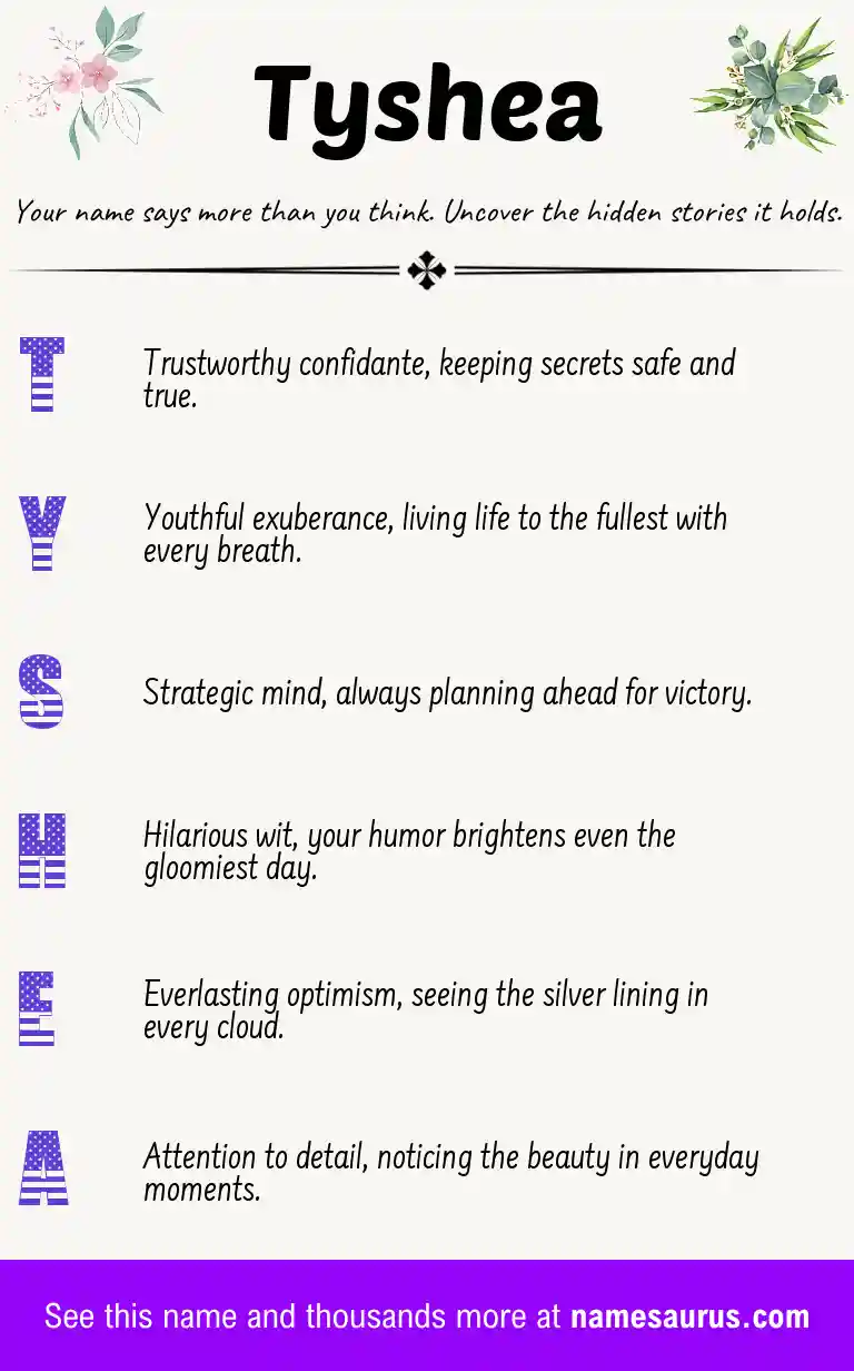 Acrostic poem about Tyshea.