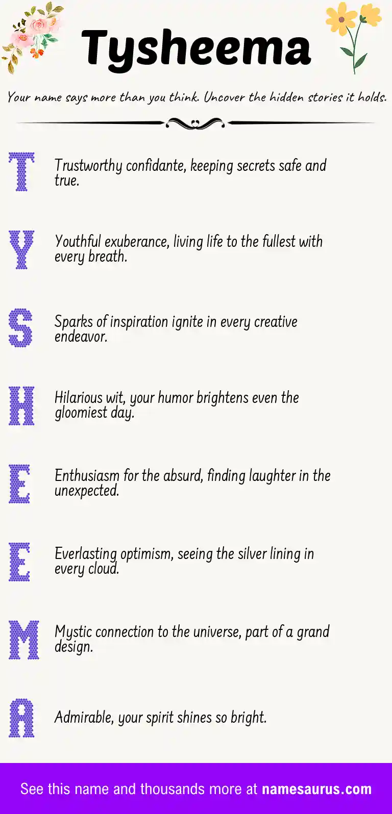 Acrostic poem about Tysheema.