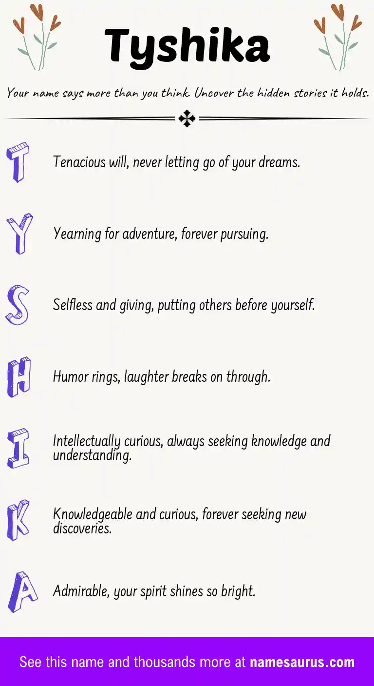 Acrostic poem about Tyshika.
