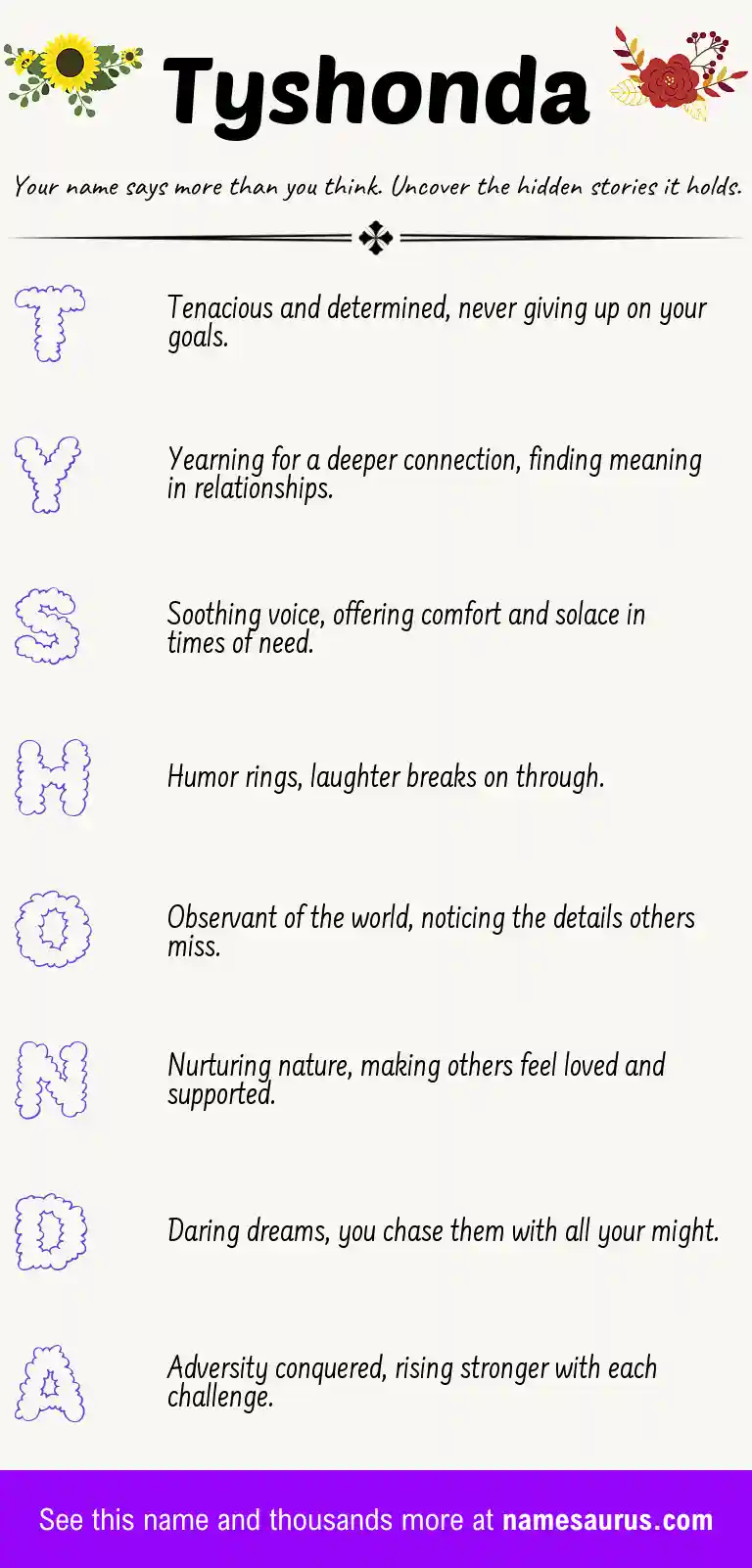 Acrostic poem about Tyshonda.