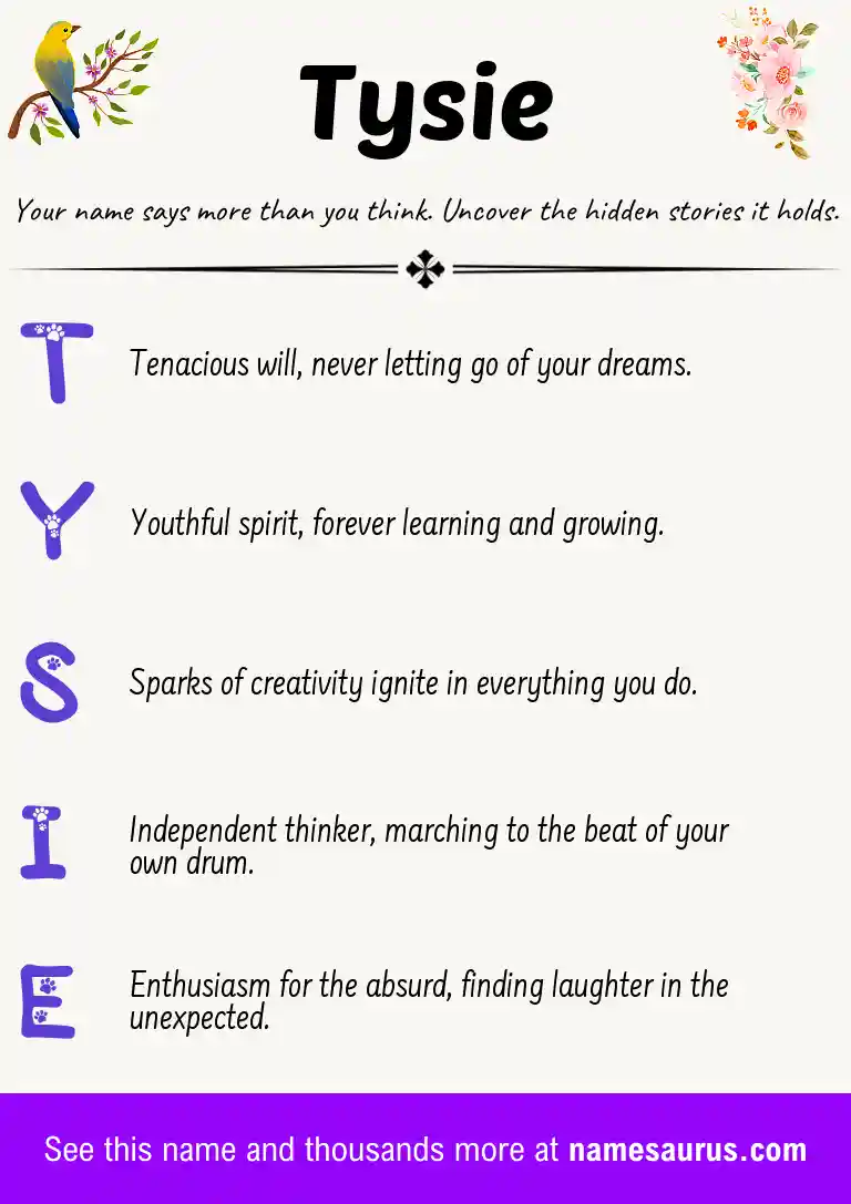 Acrostic poem about Tysie.