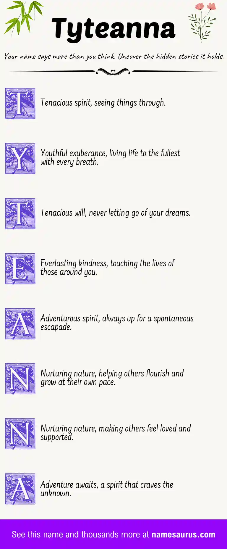 Acrostic poem about Tyteanna.