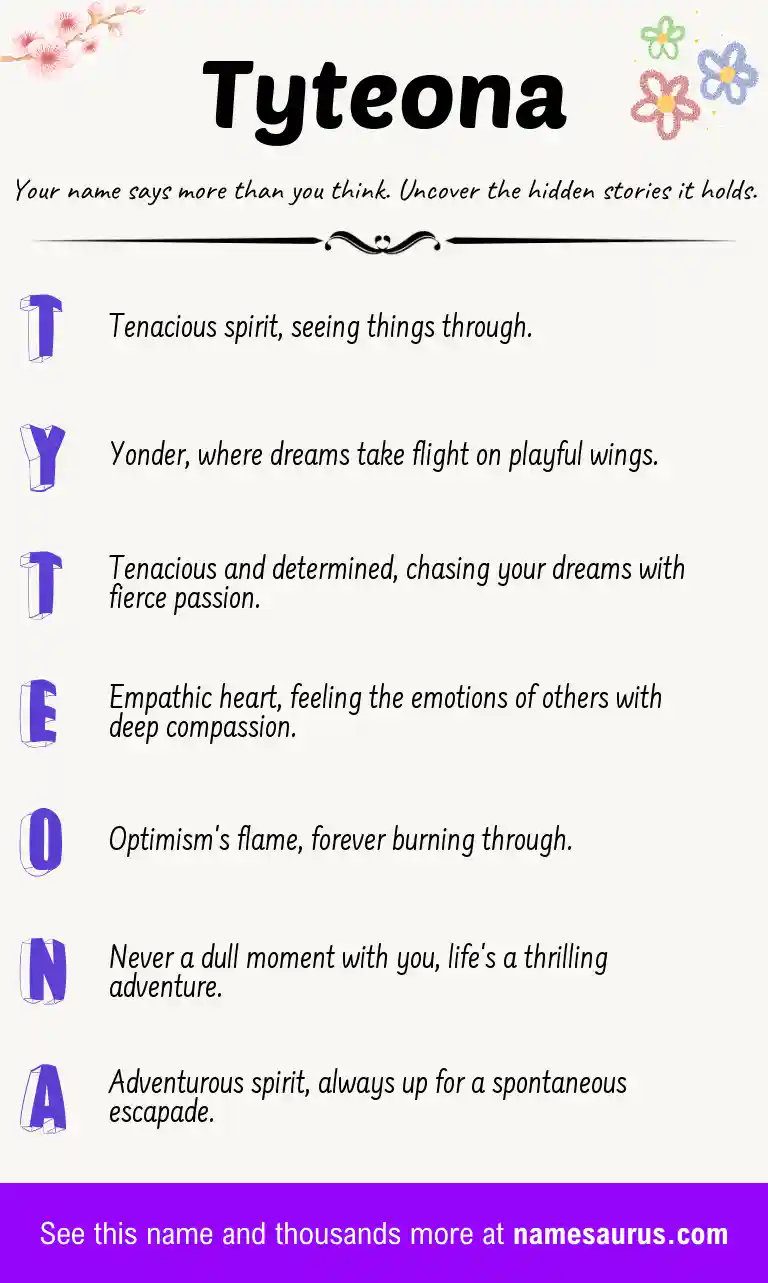 Acrostic poem about Tyteona.