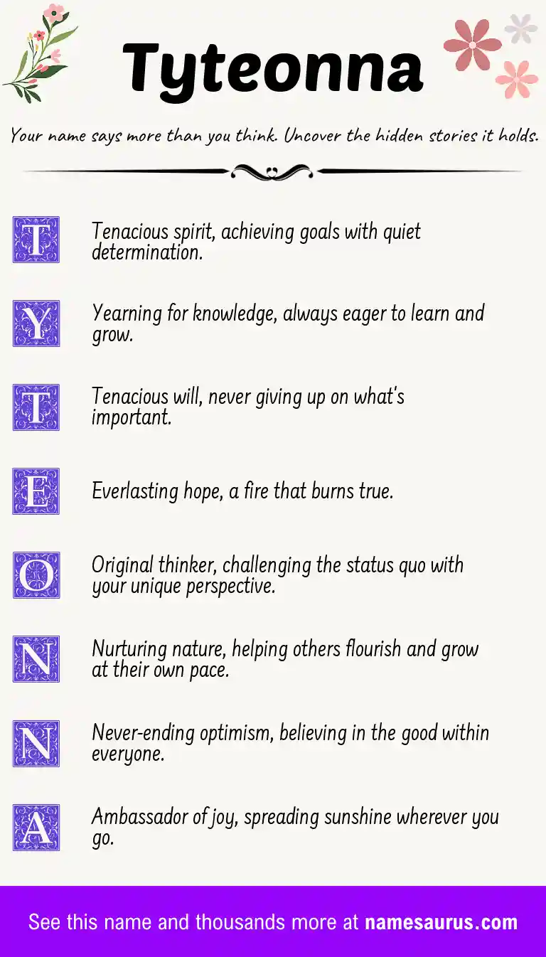 Acrostic poem about Tyteonna.