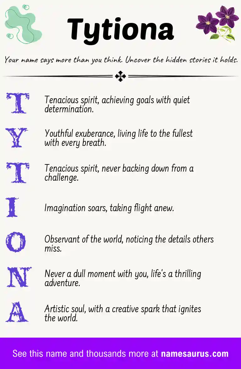 Acrostic poem about Tytiona.