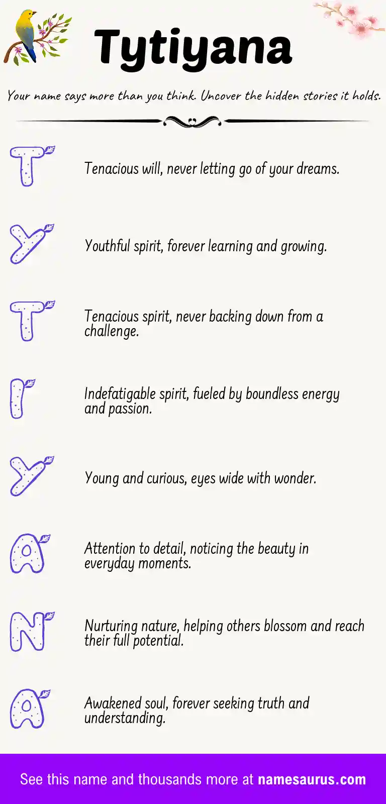 Acrostic poem about Tytiyana.