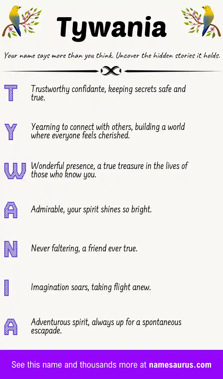 Acrostic poem about Tywania.